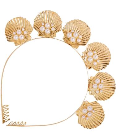 Gold Seashell Crown Headband for Wedding Party - Goddess Pearl Tiara - Buy Online on GoSupps.com
