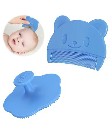Baby bathing brush fainfun milk scab baby remove brush soft bristle 2PCs scalp massage brush baby hair crest suitable for baby for newborns baby.Blue - Buy Online on GoSupps.com