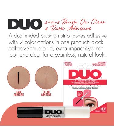 Duo Adhesives 2-in-1 Brush On False Eyelash Adhesive - Dual-Ended Clear & Dark Formula for Strip Lashes - 0.18 oz 1-Pack - Buy Online on GoSupps.com