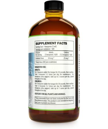 Kaiame Naturals Colloidal Silver 10 PPM Immune Support Supplement - 32 oz Glass Bottle - Safe for Adults, Children, and Pets - Buy Online on GoSupps.com