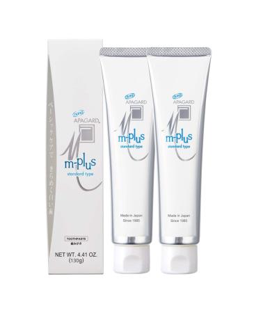 APAGARD M-Plus Sangi's Nano-Hydroxyapatite Toothpaste for Naturally Whiter Teeth No Fluoride for Family use 125g / 4.4 oz Mild Mint Flavor Pack of 2