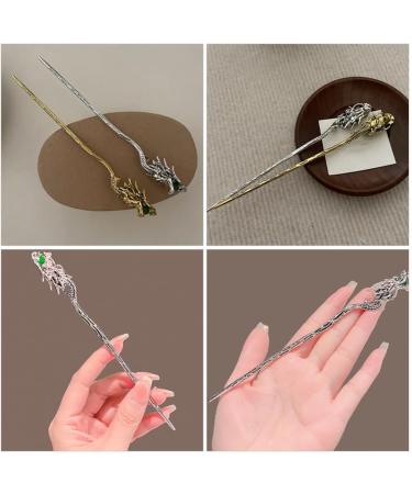Lurrose Hair Stick Dragon Hair Pin Chinese Women Hair Chopstick Vintage Hair Stying Pin for Hair Diy Accessory (Silver) - Buy Online on GoSupps.com