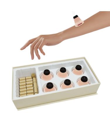 Moxibustion box set 6 pieces of self-adhesive moxibusion boxes and 60 rolls small Moxa sticks moxibusion set to relieve pain and blood circulation adjustable temperature (camel)