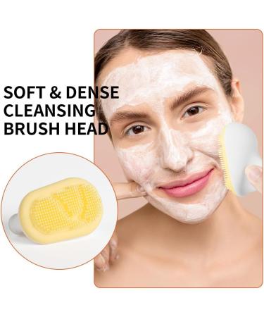 2-in-1 Ultra Soft Silicone Facial Cleansing Brush for Sensitive Skin - Handheld Massage Pad (Yellowish White) | Best Manual Cleanser for Delicate & Dry Skin - Buy Online on GoSupps.com