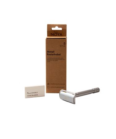 Noya razor plane/metal razor in silver for a skin -friendly zero waste shave including 5 sounds for face and body unisex