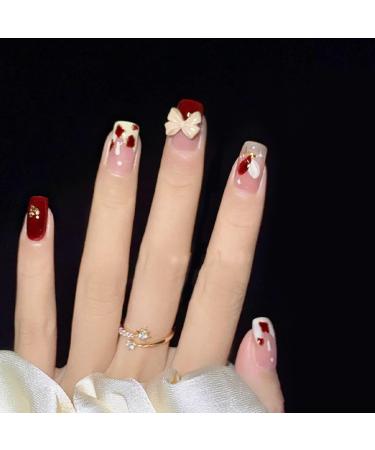 24P Iceing Translucent Pink Tender Short Style Nail Art Armor Sweet Cool Chain Diamond Manicure Fake Nails French Press On Nails New Nail-Z058b