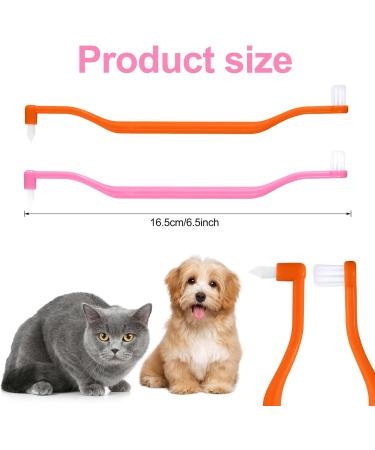 Buy Double-Sided Cat Toothbrush Set - Deep Cleaning Kit for Kittens & Cats - Pink & Orange - Buy Online on GoSupps.com