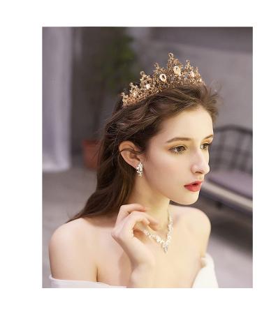 AOPRIE Artemis Champagne Gold Tiara - Crystal Hair Accessories for Women, Little Girls - Perfect for Wedding, Prom, Birthday, Halloween - Gift for Christmas - Buy Online on GoSupps.com