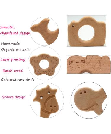 Organic Wooden Hedgehog Teether Toys - Set of 2 | Handmade Baby Beaded Teething Toy | Food Grade Materials - Perfect Baby Shower Gift - Buy Online on GoSupps.com