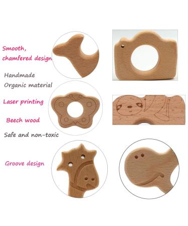 Arakierst 10pcs Cartoon Wood Butterfly Teether - Natural Beech Wooden Handmade DIY Jewelry Pendant - Buy Online on GoSupps.com