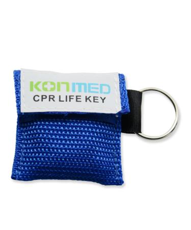 KONMED 20pcs/pack CPR Face Shield CPR Mask First Aid Keychain Keyring (blue)