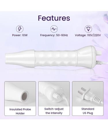 Professional High-Frequency Facial Wand Machine with 7 Tubes - Facial Beauty Equipment for Face, Hair, and Body Care in Purple - Buy Online on GoSupps.com