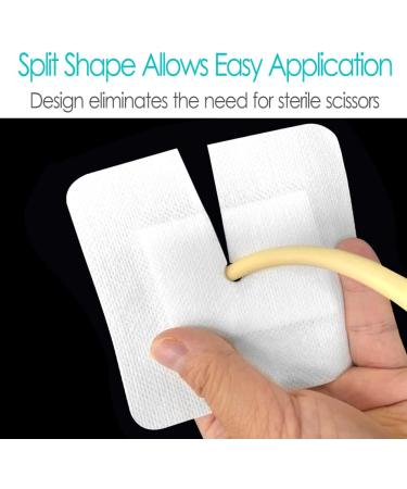 Split Drain Adhesive Bandages 4x4 for PD Catheter & Feeding Tube - Pack of 10 - Buy Online on GoSupps.com