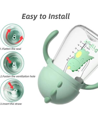 Iifur Baby Cup with Straw 12-18 months | Weighted Sippy Cup for Toddlers | Water Bottle for Kids 8oz (Green) - Buy Online on GoSupps.com