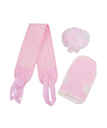 Home Scrubbing 3-Piece Set Foaming Rich Gentle Cleaning Durable Time-Saving Bath Towel Bath Towel for Men and Women Long Strip Bath Strip Back Pulling (Pink)