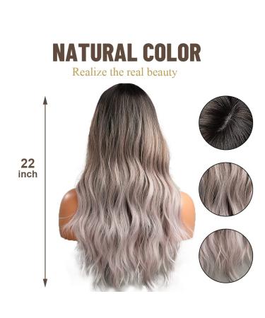 Oefei Long Corrugated Ombre Black Gray Wigs - Natural Synthetic Hair Heat-Resistant Wigs for Daily Use Party and Cosplay - Buy Online on GoSupps.com