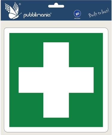 Pubblimania First Aid Box - Robust PVC Self-Adhesive Indoor/Outdoor Use (12x12 cm) - International Shipping Available - Buy Online on GoSupps.com