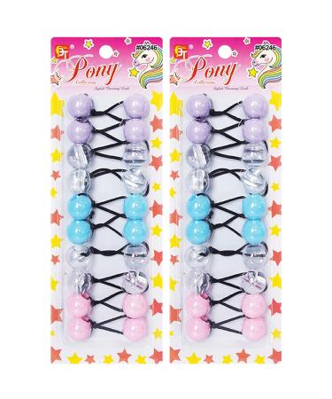20 Pcs Hair Ties 20mm Ball Bubble Ponytail Holders Colorful Clear Assorted Elastic Accessories for Kids Children Girls Women All Ages (Clear/Pastel Purple/Sky Blue/Pink)