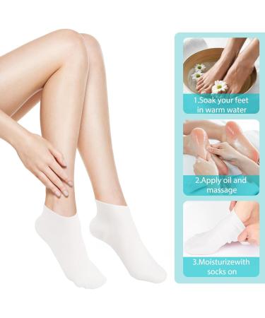 Silicone Moisturizing Socks Women Foot Spa Pedicure Silicone Socks Foot Mask Exfoliating Beach Protective Gel Socks Anti Slip Aloe Socks for Dry Cracked Feet Calluses Foot Care (White) - Buy Online on GoSupps.com