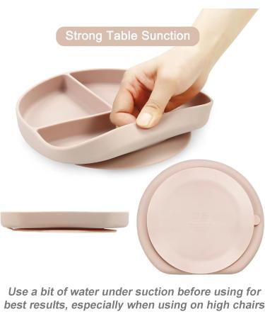 PandaEar Divided Silicone Suction Plate for Toddlers | Non Slip | Dishwasher & Microwave Safe (Pink) - Buy Online on GoSupps.com