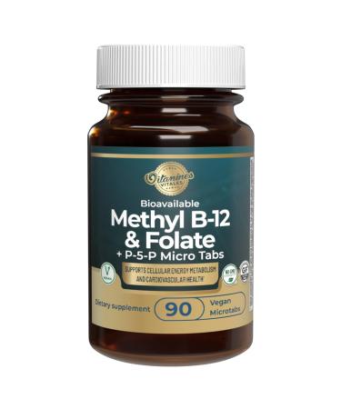 Vitamines Vitales Methyl B12 + Folate 90 Vegan Tablets | Active B12 & Methyl folate for Energy