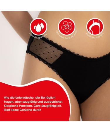 Relixa Period Underwear: Women's Lace Undulating Menstrual Underpants XS-4XL Set of 3 Black Packs - Buy Online on GoSupps.com