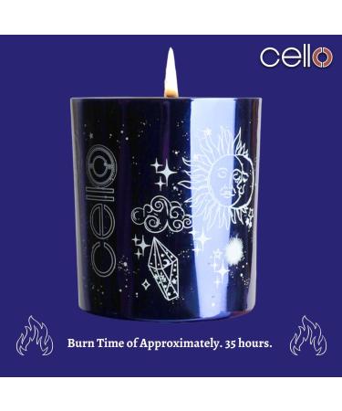 Cello Celestial Scented Candle with Lazurite Gemstones - Metallic Blue Candle with Blue Crystals for Men and Women. Ideal Candle Gift - Buy Online on GoSupps.com