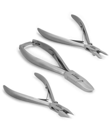 Nail Clippers by Blizzard  3-Piece German Forged Podiatry Tool Kit  Concave  Arrow and Flame Nippers for Thick and Ingrown Toe Nails 3 Piece Kit