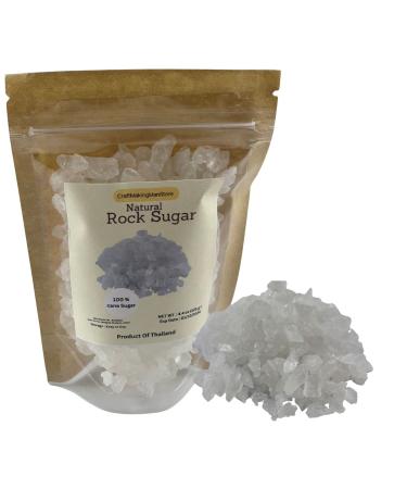 Natural Crystal Rock Sugar 4.4oz(125g) Cane Sugar Clear White Color for Baking Coffee Herbal Tea Soup