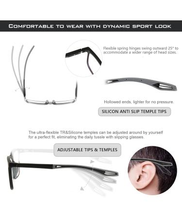 Missfive 2 Pack Men's Unbreakable Multifocus Progressive Reading Glasses - Sports Style UV Protection & Blue Light Blocking - 2.0x Lens - Buy Online on GoSupps.com