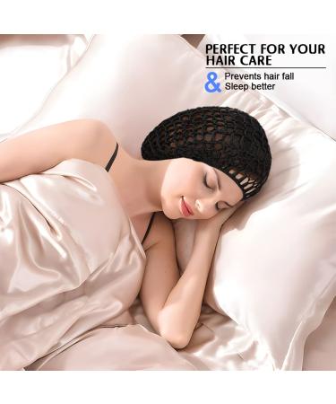 4 Pcs Black Mesh Hair Net for Women Sleeping - Crocheted Rayon Snood Cover for Sleep Cap - Buy Online on GoSupps.com