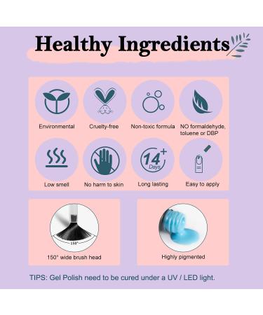 Lavender Violets Gel Nail Polish Kit - 27+3 Classic & Glitter Colors - Soak-off UV Nail Gel Set with Base, Matte & Glossy Top Coat - C971 - Buy Online on GoSupps.com