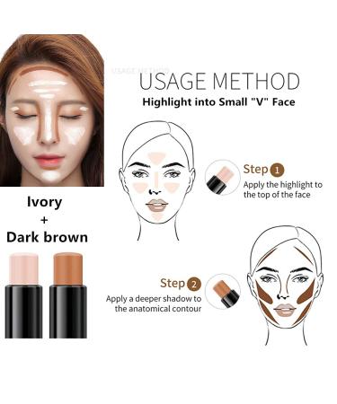 Go Ho 2 Colors Contour Stick - 2 in 1 Double-sided Concealer Stick Highlighter | Long-lasting Waterproof 3D Face Makeup Cream | 01# Ivory and Dark Brown - Buy Online on GoSupps.com