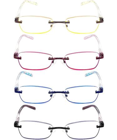 CRGATV 4-Pack Rimless Tinted Reading Glasses for Women - Blue Light Blocking Stylish Readers - Anti UV, Eye Strain, Glare - 1.25 Magnification - Mix Colors - Buy Online on GoSupps.com