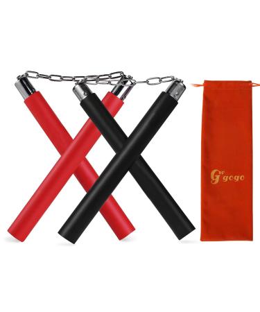 Gwgogo Nunchucks for Beginners Training and Exercises(1PCS Black+1PCS Red)