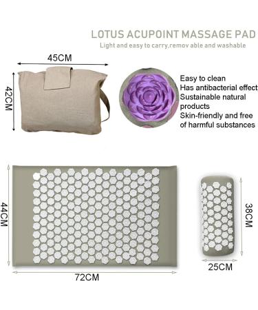Guiran Acupuncture Massage 3-Part Set | Pillow & Press Cushion for Head & Neck Pain Relief | Beige Cloth & Purple Lotus Buckle - Buy Online on GoSupps.com