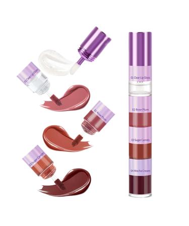 Brillant L vres - 4 En 1 Cosm tiques Maquillage - Rouge L vres Liquide | Id al Pour Usage Cosm tique Les Femmes Et Les Filles Le Voyage Les Affaires La Sc ne Les Rendez-Vous Les