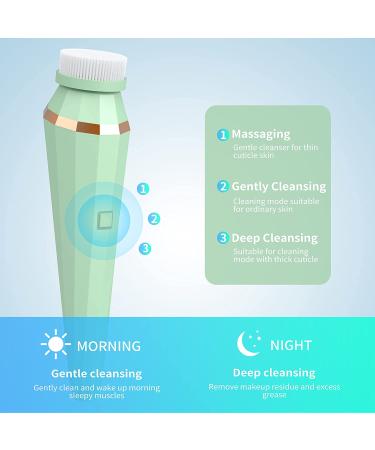 Xawy Facial Cleansing Brush - Rechargeable Waterproof 360 Spin Face Scrubber with 3 Modes and 4 Brushes for Deep Cleansing and Exfoliation - Ideal for Blackhead Removal and Massaging - Buy Online on GoSupps.com