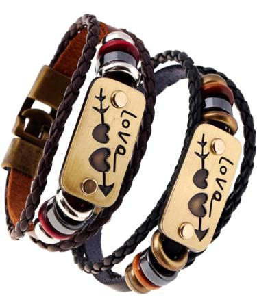 ABOOFAN 2pcs adjustable bracelet Leather Wrist Cuff Woven Wrist Cuff bracelet bracelets beaded mens beaded bracelet leather bracelet wrap Cords Bracelets student stackable birthday present 20X2cmx2pcs As Shownx2pcs - Buy Online on GoSupps.com