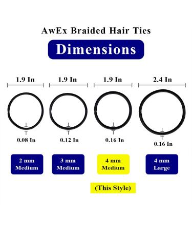 AwEx Strong Hair Ties - 50 Count, 4mm Thick, 140mm Long, No-Metal Elastics for Medium Hair - Black - Buy Online on GoSupps.com