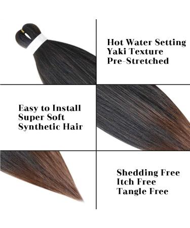 26 Inch Ombre Pre Stretched Braiding Hair Extension 8 Packs - Professional Synthetic Fiber for Twist Braids - Hot Water Setting - Ideal for Black Women (1B/30/27) - Buy Online on GoSupps.com