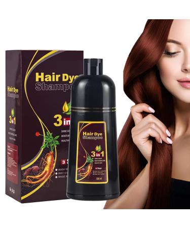Hair Dye Shampoo Instant 3 in 1-100% Grey Coverage - Herbal Ingredients for Women & Men in Minutes 500mL 17.6 Fl Oz (Dark brown)