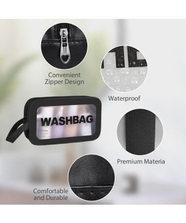 Aucuu 6 Pcs Clear Toiletry Bag Set for Women and Girls - Waterproof Transparent Travel Wash Bag for Makeup and Cosmetics (Black) - Buy Online on GoSupps.com