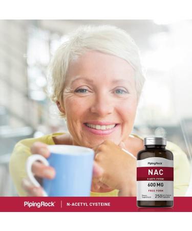 Piping Rock NAC Supplement 600mg 250 Capsules | N-Acetyl Cysteine Free Form | Non-GMO Gluten Free - Buy Online on GoSupps.com