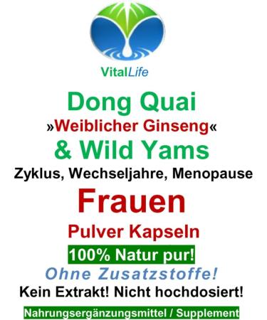 Dong Quai & Wild Yams Capsules - 180 Pure Powder Capsules Natural Female Ginseng No Additives or Fillers | International Shipping - Buy Online on GoSupps.com