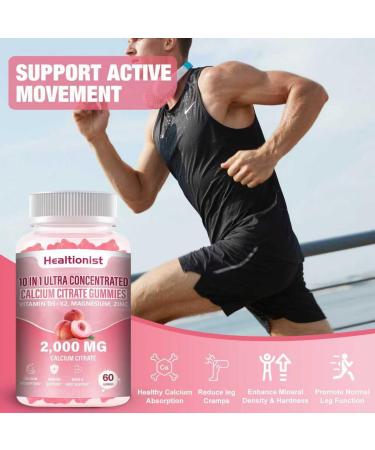 2 Packs 2000mg Calcium Citrate with Vitamin D3 K2 Supplements Gummies for Women & Men Magnesium Zinc High Absorption Bone Muscle & Immune Support 120 Counts Peach Flavor Gummies 60 Count (Pack of 2) - Buy Online on GoSupps.com
