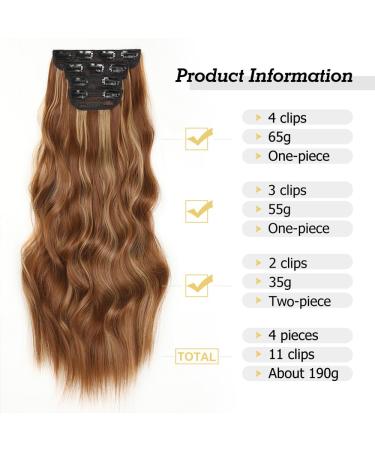 YDDM Wavy Hair Extensions - Clip-In 24 Synthetic Hair Extensions for Women | Realistic & Affordable Hair Clip Extensions (4PCS) - Buy Online on GoSupps.com