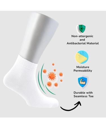 Cosyfeel Women Loose Diabetic Socks | 4-Pack Neuropathy Ankle Socks for Ladies | Super Soft Eco-Friendly Bamboo Material | Durable with Seamless Toe | Multicolour Patterns | 4 Seasons 7-9 1/2 WHITE - Buy Online on GoSupps.com