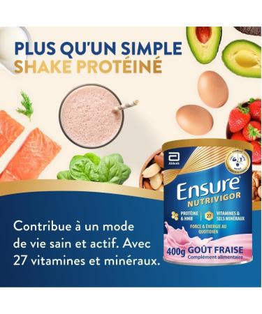 Ensure NutriVigor Fraise & Vanille 400g - Compl ment alimentaire avec prot ines 27 vitamines et min raux et HMB - Pour une alimentation saine et quilibr e - 1x Fraise 400g + 1x Vanille 400g - Buy Online on GoSupps.com