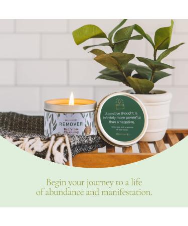Magnificent 101 Bad Vibes Remover Aromatherapy Candle in 6-oz. Tin Holder: 100% Natural Soy Wax with Pure Sage Leaves & Essential Oils; for Intention Setting, Energy Cleansing and Mental Clarity